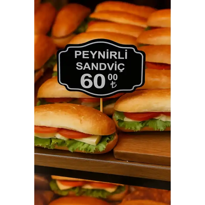 Ahşap Çubuklu Siyah PVC Yaz-Sil Fiyat Etiketi 8x12 cm 10lu Pk.