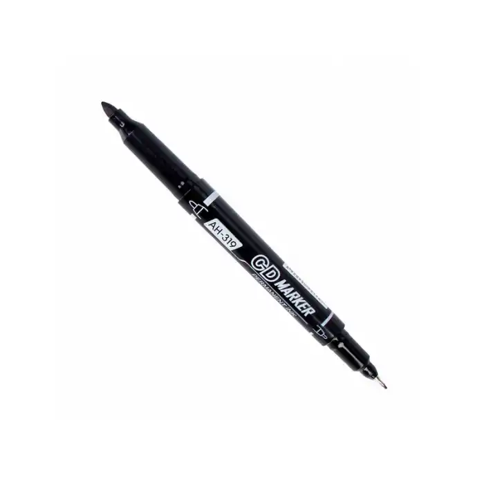 AIHAO 319 ÇİFT UÇLU SİYAH PERMANENT KALEM
