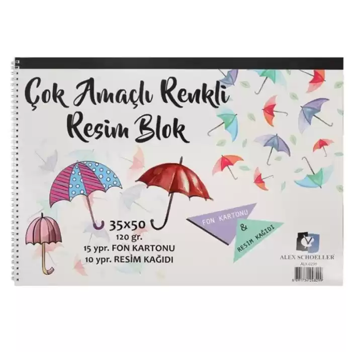 ALEX ÇOK AMAÇLI 35X50 RESİM+FON BLOK DEFTER 10+15 YP.ALX-0299