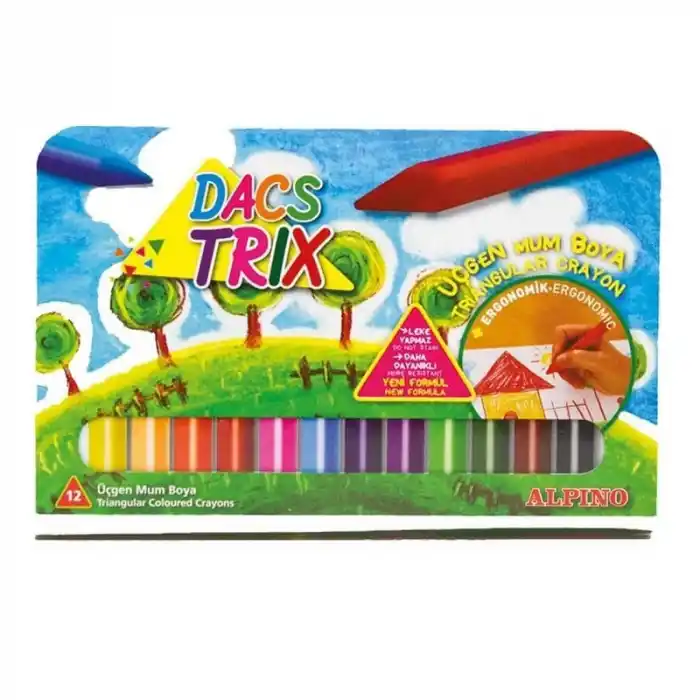 ALPINO DA-125 DACSTRIK 12 RENK ÜÇGEN MUM BOYA PLASTİK KUTU