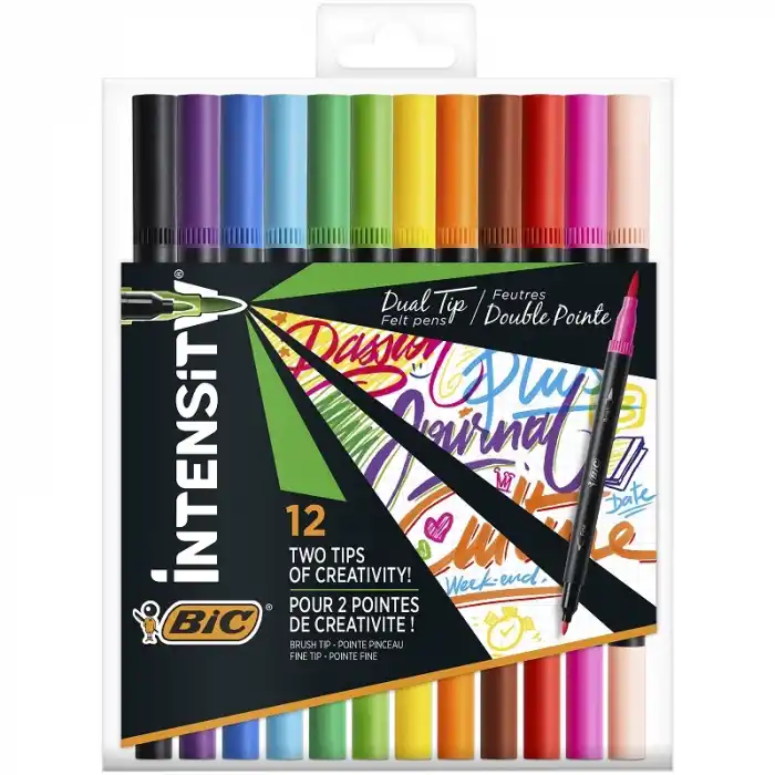 BİC INTENSITY DUAL TIP 12 RENK ÇİFT TARAFLI KEÇELİ KALEM 989695