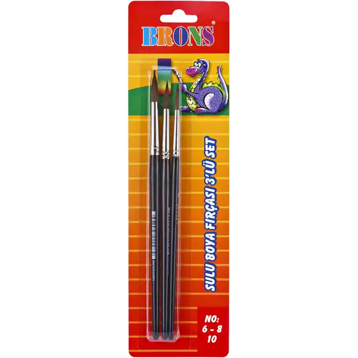 BRONS 145 SERİSİ SULU BOYA FIRÇA SETİ 3 LÜ NO.6-8-10 BR-245