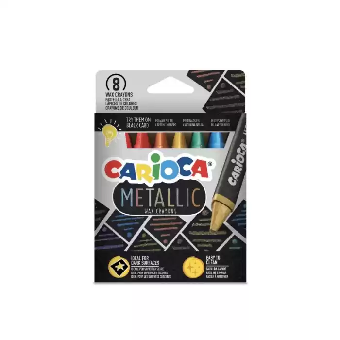 CARIOCA 8 RENK METALİK WAX MAXI YIKANABİLİR PASTEL BOYA 43163