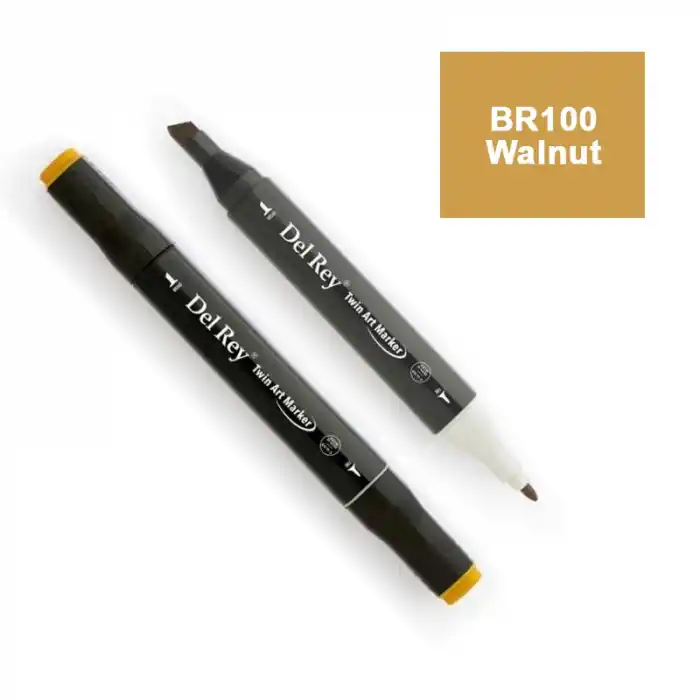 DEL REY TWIN MARKER BR100 WALNUT ÇİFT UÇLU GRAFİK KALEMİ MN-DR100