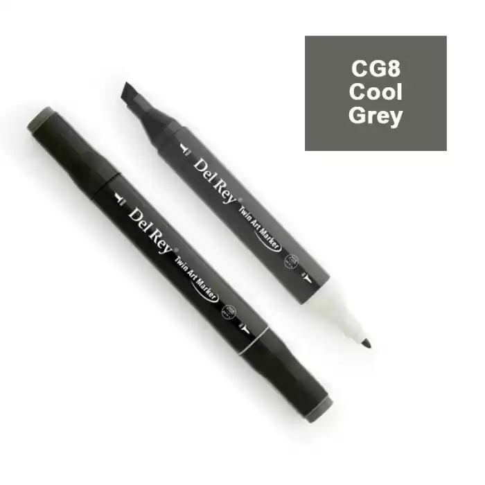 DEL REY TWIN MARKER CG8 COOL GREY ÇİFT UÇLU GRAFİK KALEMİ MN-DRCG8