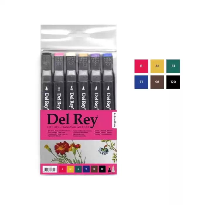 Del Rey Twın Marker Çift Uçlu Grafik Kalemi 6 Lı Animation Renkler Mn-askt06/5