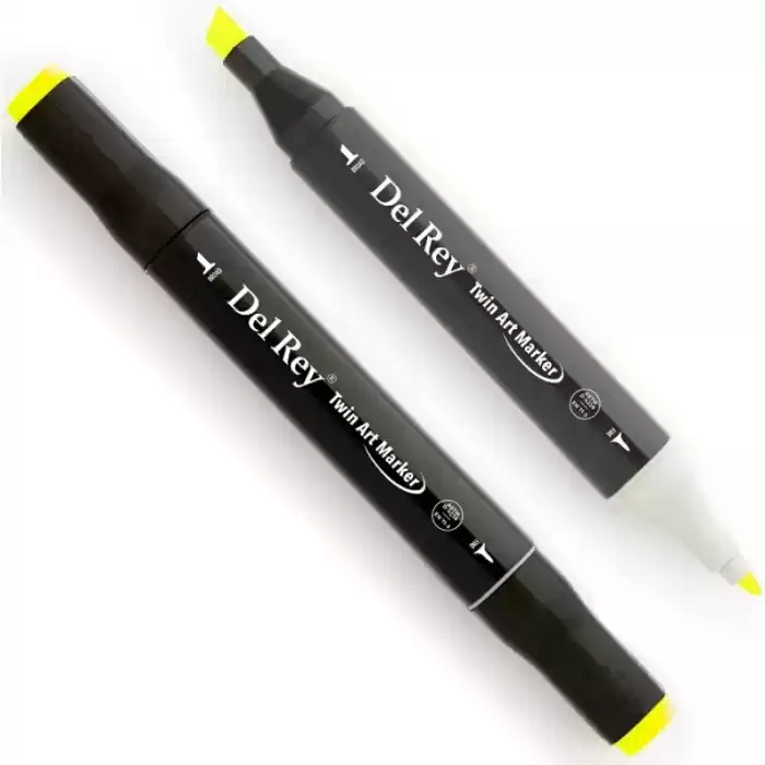 DEL REY TWIN MARKER F123 FLUORESCENT YELLOW ÇİFT UÇLU GRAFİK KALEMİ MN-DR123