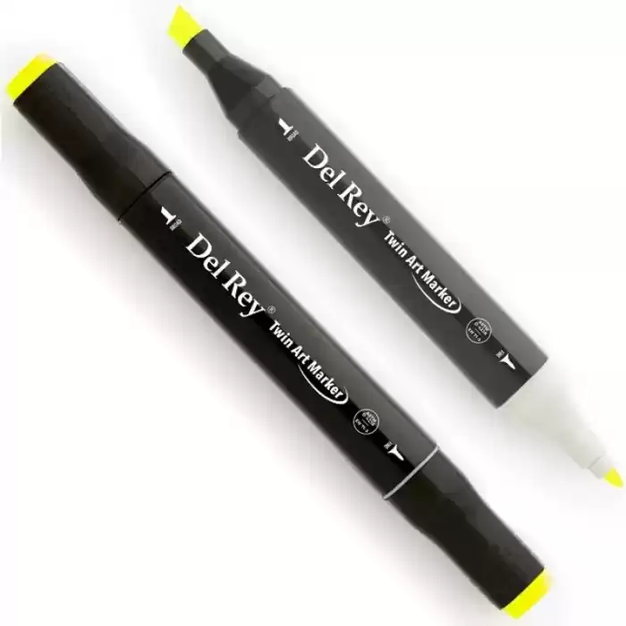 Del Rey Twın Marker F123 Fluorescent Yellow Çift Uçlu Grafik Kalemi Mn-dr123