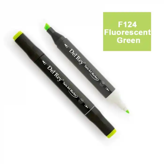 Del Rey Twın Marker F124 Fluorescent Green Çift Uçlu Grafik Kalemi Mn-dr124