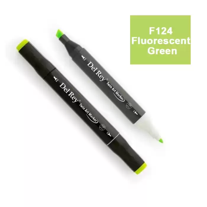 DEL REY TWIN MARKER F124 FLUORESCENT GREEN ÇİFT UÇLU GRAFİK KALEMİ MN-DR124