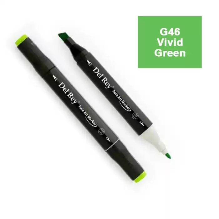 DEL REY TWIN MARKER G46 VİVİD GREEN  ÇİFT UÇLU GRAFİK KALEMİ MN-DR046