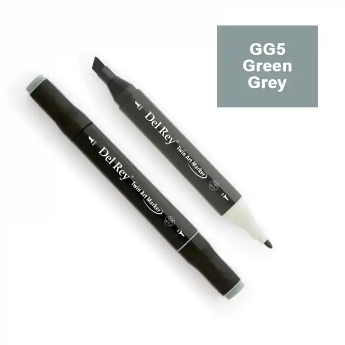 Del Rey Twın Marker Gg5 Green Grey Çift Uçlu Grafik Kalemi Mn-drgg5
