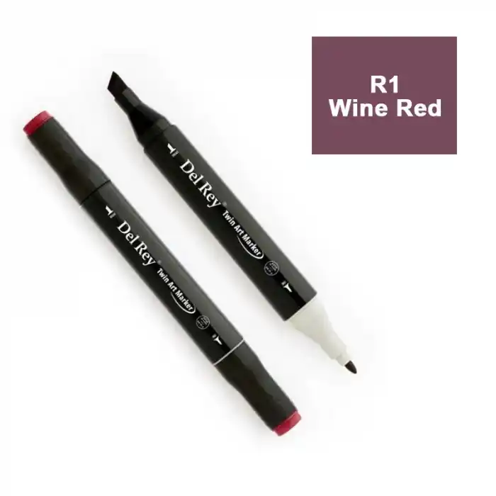 DEL REY TWIN MARKER R1 WINE RED ÇİFT UÇLU GRAFİK KALEMİ MN-DR001