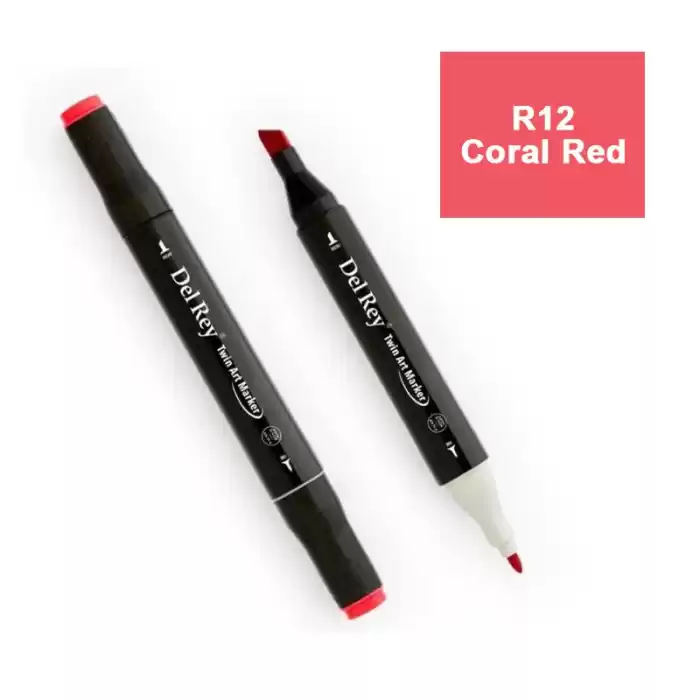 DEL REY TWIN MARKER R12 CORAL RED ÇİFT UÇLU GRAFİK KALEMİ MN-DR012