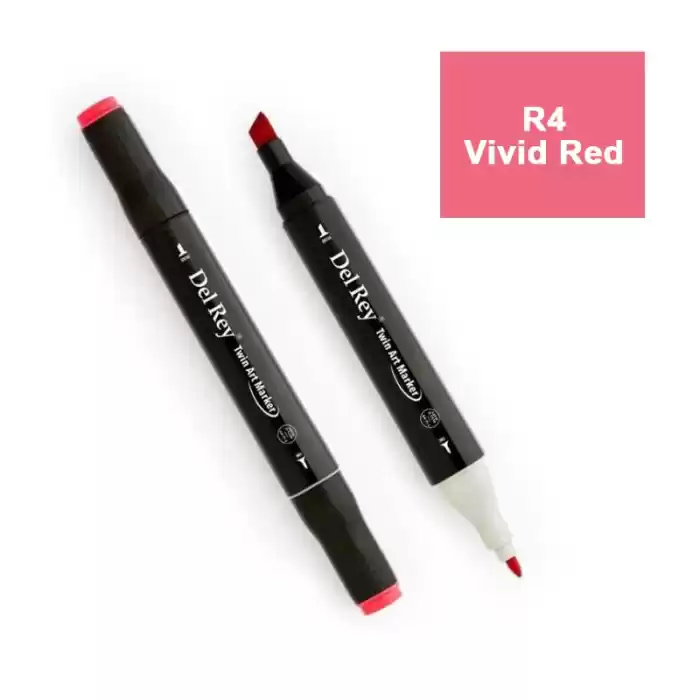 DEL REY TWIN MARKER R4 VİVİD  RED ÇİFT UÇLU GRAFİK KALEMİ MN-DR004