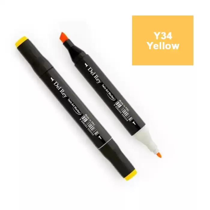 DEL REY TWIN MARKER Y34 YELLOW ÇİFT UÇLU GRAFİK KALEMİ  MN-DR034