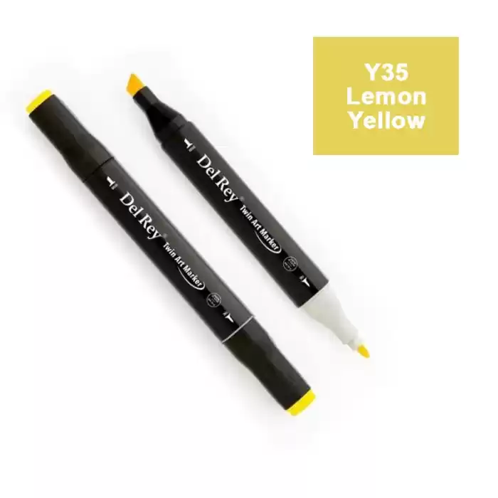 DEL REY TWIN MARKER Y35 LEMON YELLOW ÇİFT UÇLU GRAFİK KALEMİ  MN-DR035