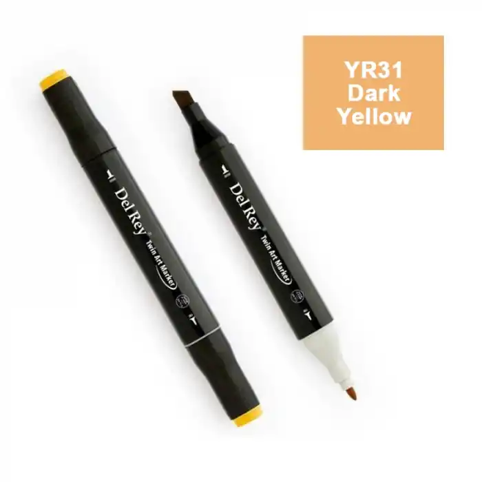 Del Rey Twın Marker Yr31 Dark Yellow Çift Uçlu Grafik Kalemi Mn-dr031