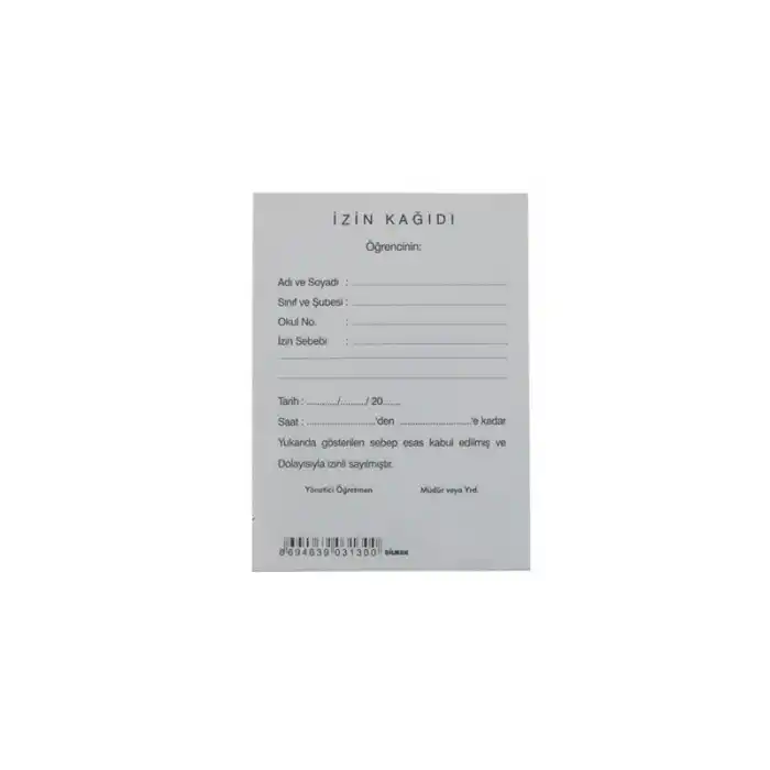 DİLMAN ÖĞRENCİ İZİN KAĞIDI 100 LÜ