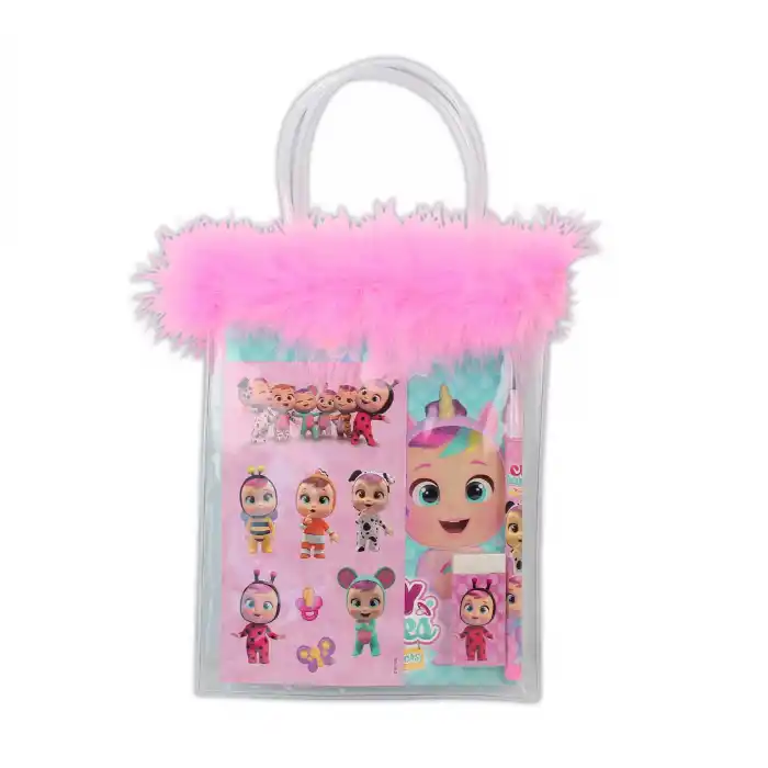 DOLPHIN CRY-7746 CRY BABY KIRTASİYE SETİ TÜYLÜ PVC ÇANTALI