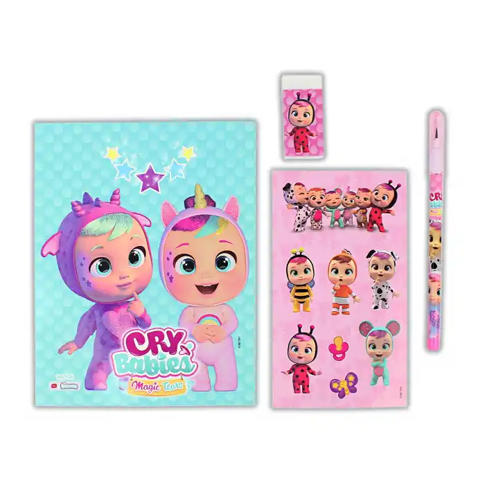 DOLPHIN CRY-7746 CRY BABY KIRTASİYE SETİ TÜYLÜ PVC ÇANTALI