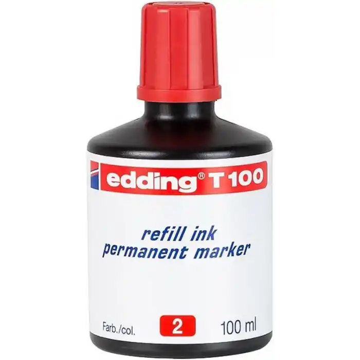 Edding T100 Kırmızı Permanent Mürekkep 100ml