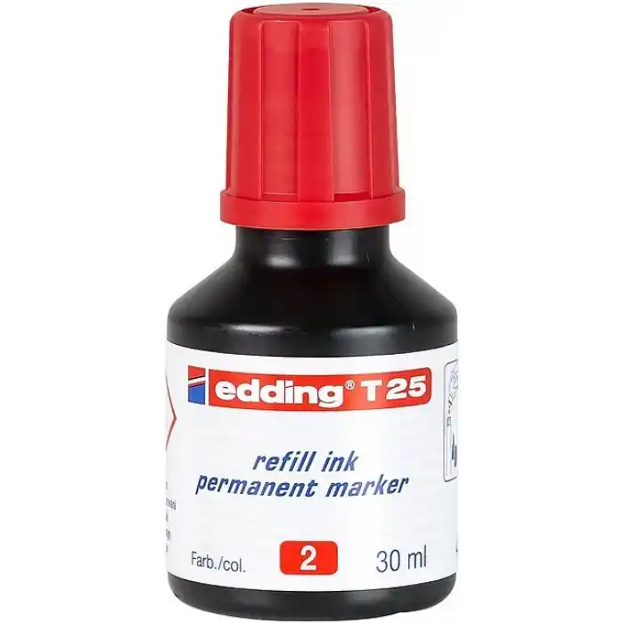 Edding T25 Kırmızı Permanent Mürekkep 25ml