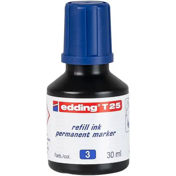 EDDİNG T25 MAVİ PERMANENT MÜREKKEB 25ML