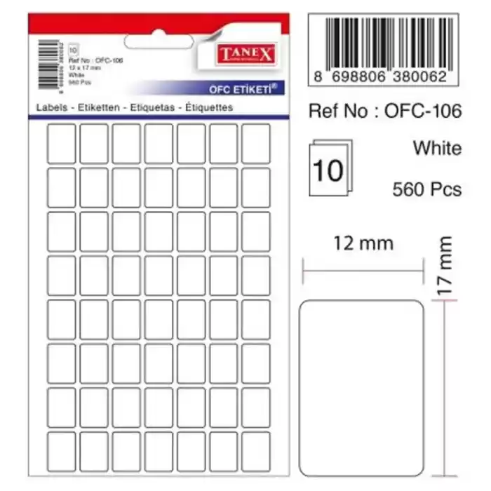 Ege 12x17 Mm Beyaz Ofis Etiketi