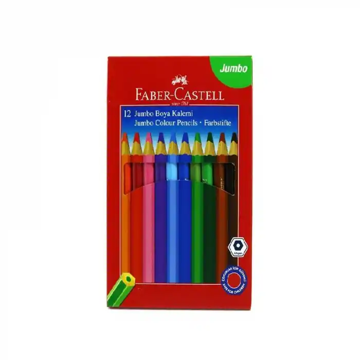 Faber 12 Renk Jumbo Kuru Boya Tam Boy 5171951000
