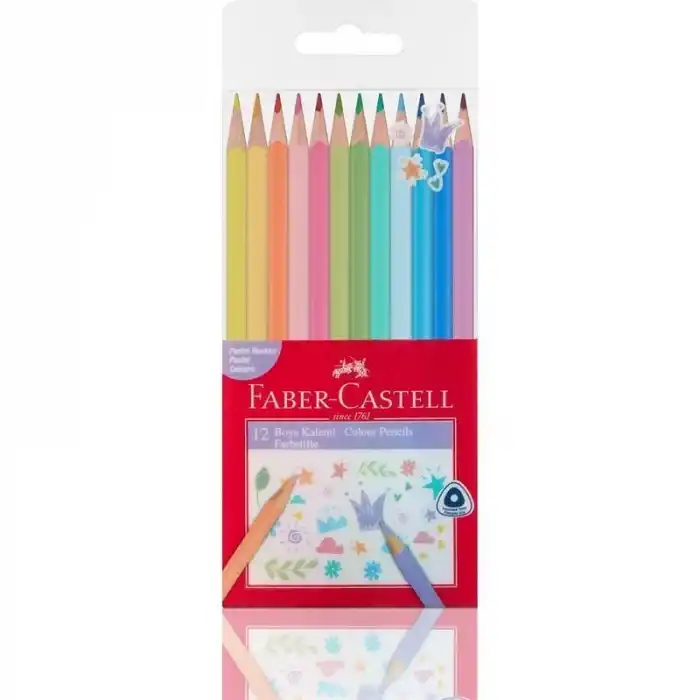 FABER 12 RENK ÜÇGEN KURU BOYA PASTEL RENKLER 116313