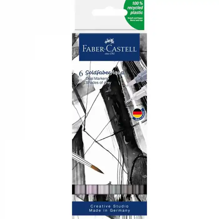 Faber AQua Çift Uçlu Markör Kalem 6 Lı Gri Tonlar 164522