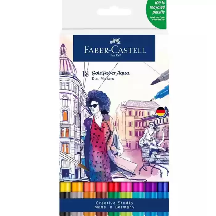 FABER GOLDFABER AQUA ÇİFT UÇLU MARKÖR KALEM 18 Lİ 164618