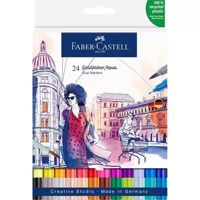 FABER GOLDFABER AQUA ÇİFT UÇLU MARKÖR KALEM 24 LÜ 881646240