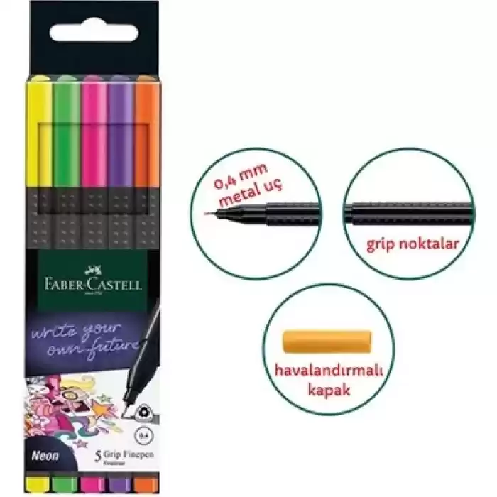 FABER GRIP FİNEPEN NEON 5 Lİ 20151603