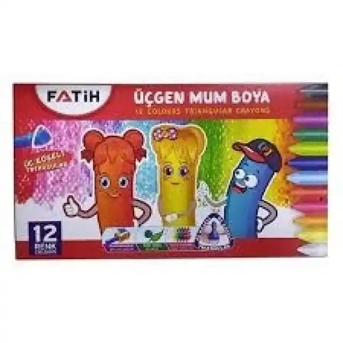 FATİH 12 RENK WAX CRAYON JUMBO ÜÇGEN MUM BOYA 50220CB12R