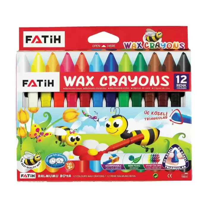 FATİH 12 RENK WAX CRAYON JUMBO ÜÇGEN MUM BOYA 50220CB12R