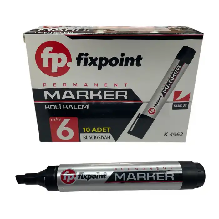 Fixpoint Permanent Koli Kalemi Kesik Uç SİYAH Renk 6 mm.