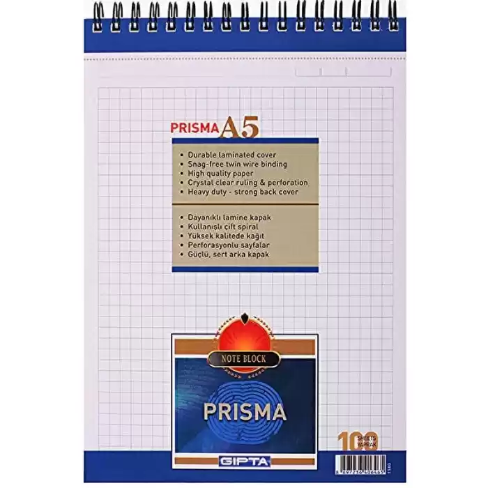 GIPTA PRISMA A5 100 YP. KARELİ BLOKNOT KART.KAPAK 1380