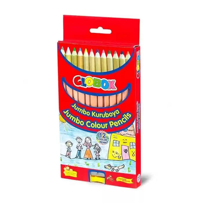 GLOBOX 12 RENK JUMBO KURU BOYA KALEMİ 1073