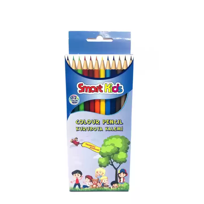 GLOBOX SMART KIDS 12 RENK KURU BOYA KALEMİ 2963 TAM BOY