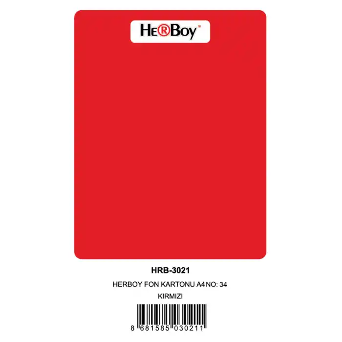 HERBOY FON KARTONU A4 KIRMIZI 160 GR NO:34 100 LÜ HRB-3021