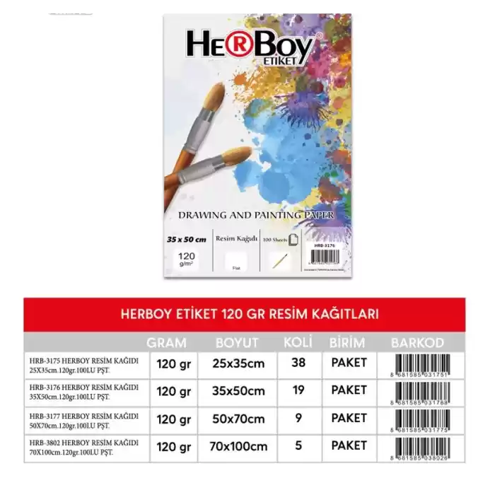 HERBOY RESİM KAĞIDI 25X35 120 GR 100 LÜ HRB-3175