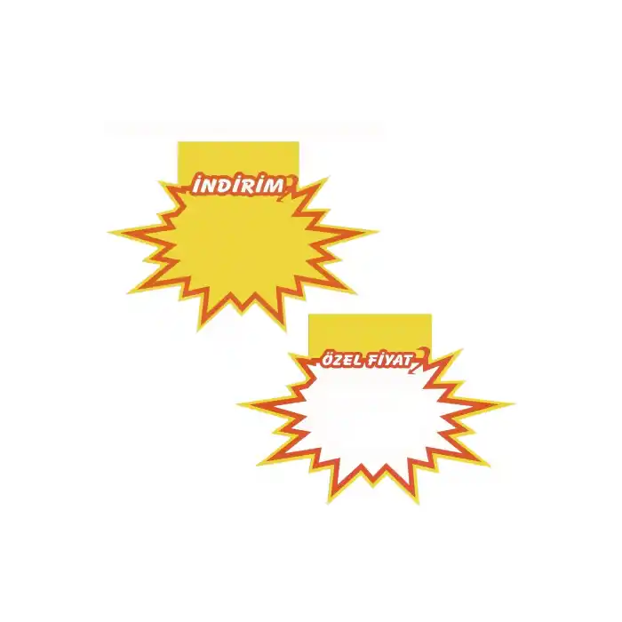 İndirim / Özel Fiyat Baskılı Yıldızlı Fiyat Etiketi 15x12 cm 50+50 Ad.Set