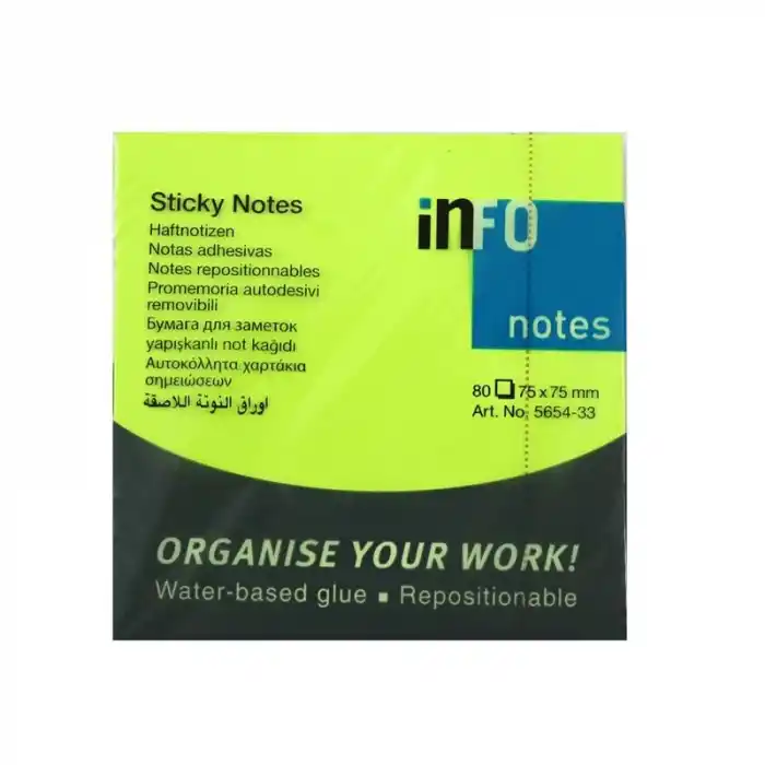 INFO NOTES 75X75 FOSFOR YEŞİL POSTİT 80 YP 565433