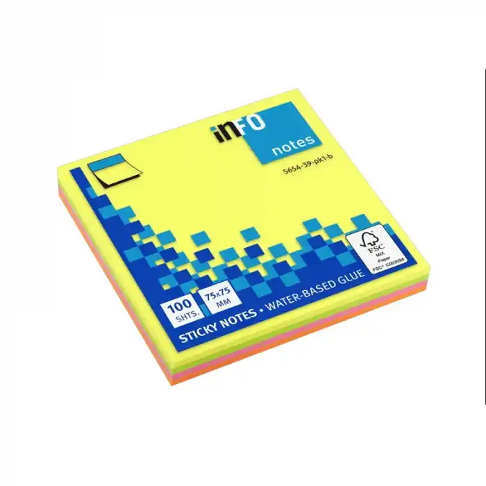 INFO NOTES 75X75 PARLAK KARIŞIK RENKLER 100YP 565439B