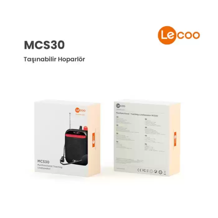 LECOO MCS30 MİKROFONLU MP3 SES FORMATLI TAŞINABİLİR SES AMPLİFİKATÖRÜ SİYAH