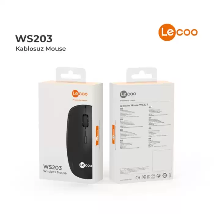 LECOO WS203 KABLOSUZ 2400DPI 4 TUŞLU OPTİK MOUSE SİYAH