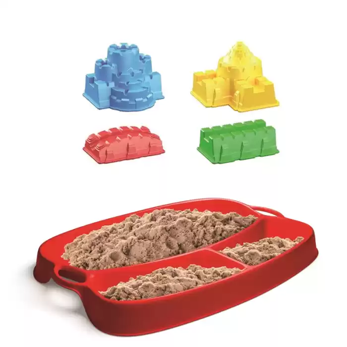 LINO KİNETİK KUM SETİ KALE TEMALI 350 GR KUM+KÜREK+4 KALIP LN-551