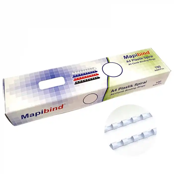MAPİBİND  6 MM BEYAZ SPİRAL 100 LÜ 2010600